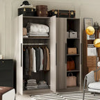 Armoire de rangement moderne sur pied en bois massif avec étagères