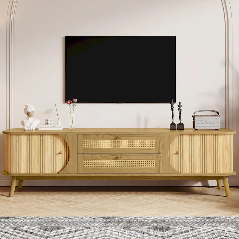 Meuble TV en rotin de style ferme moderne