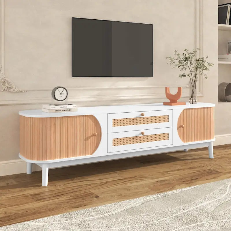 Meuble TV en rotin de style ferme moderne
