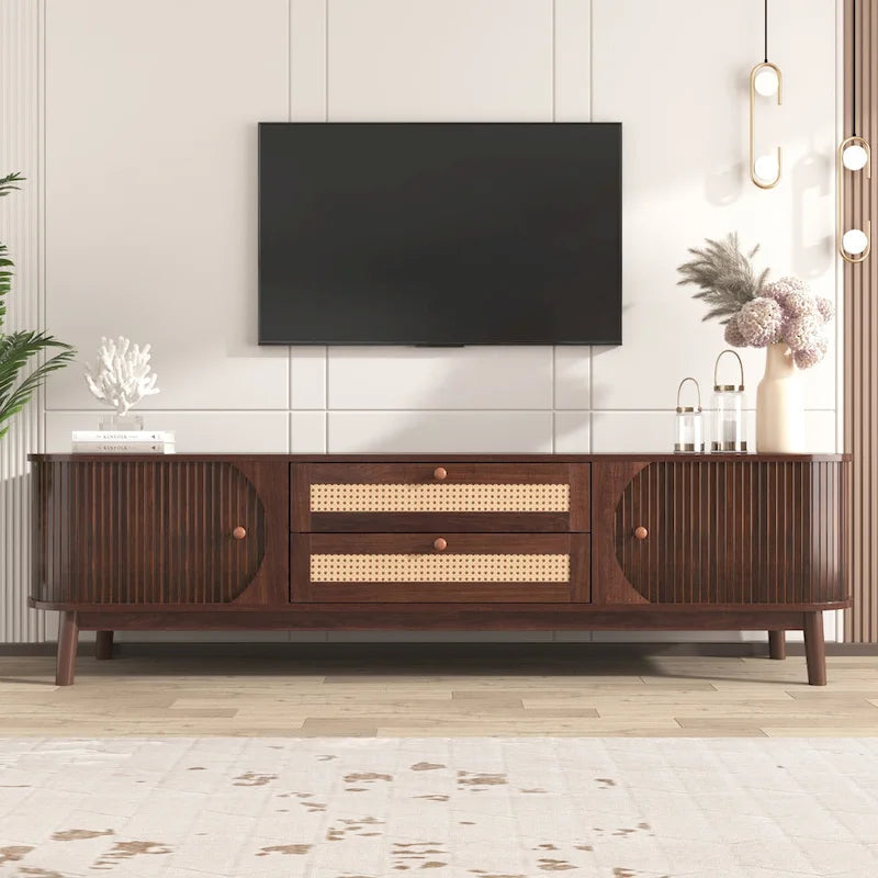 Meuble TV en rotin de style ferme moderne