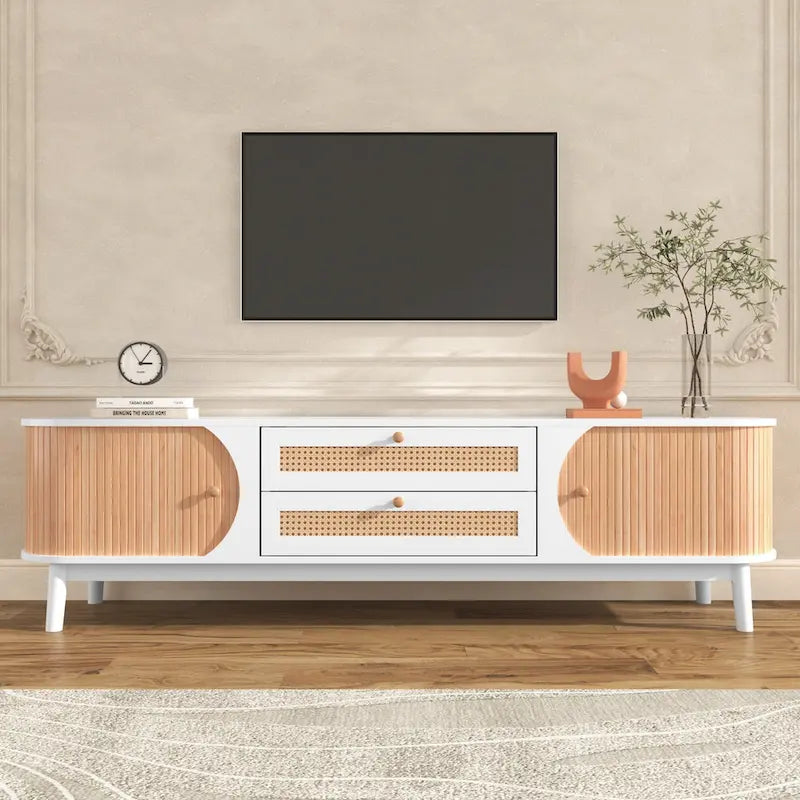Meuble TV en rotin de style ferme moderne
