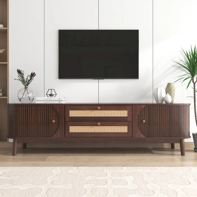 Meuble TV en rotin de style ferme moderne