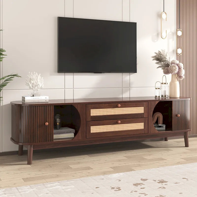 Meuble TV en rotin de style ferme moderne