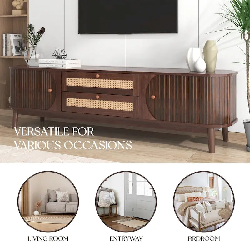 Meuble TV en rotin de style ferme moderne