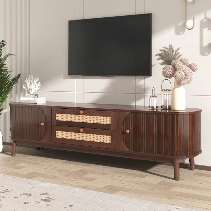 Meuble TV en rotin de style ferme moderne