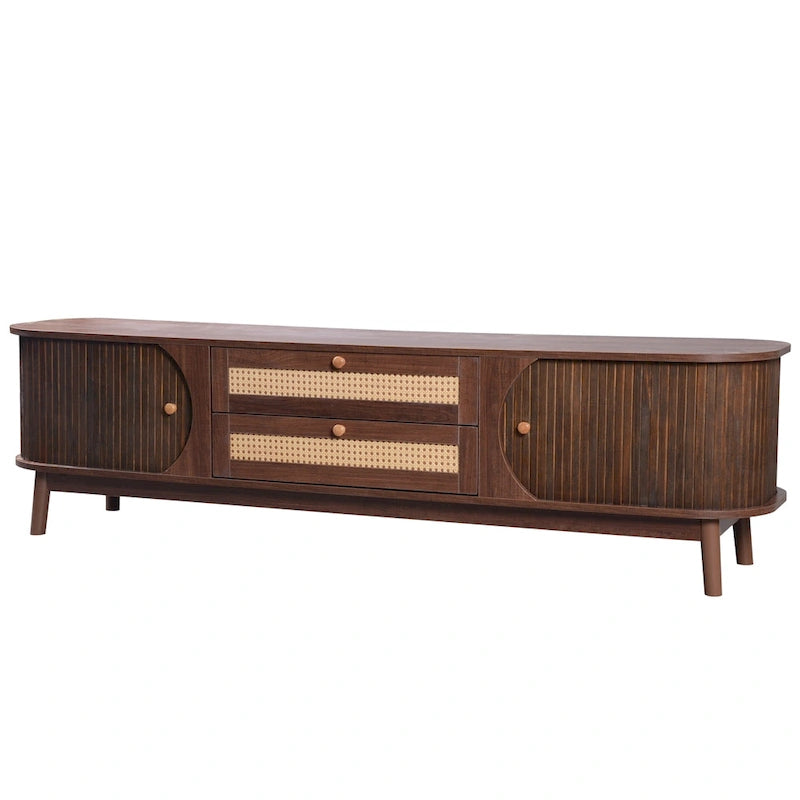 Meuble TV en rotin de style ferme moderne