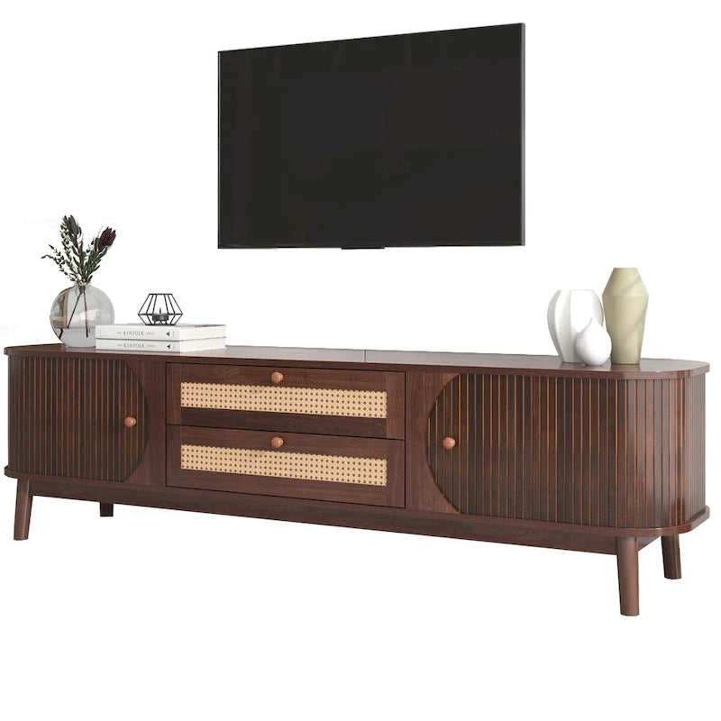 Meuble TV en rotin de style ferme moderne
