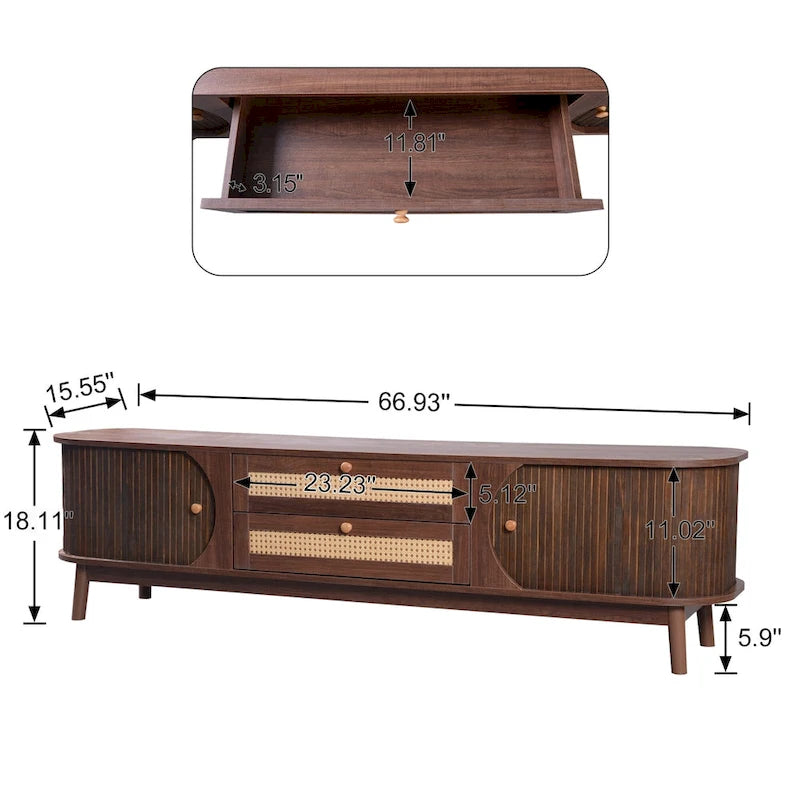 Meuble TV en rotin de style ferme moderne