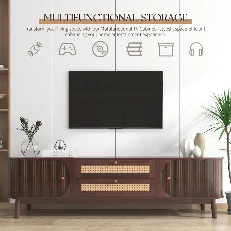 Meuble TV en rotin de style ferme moderne