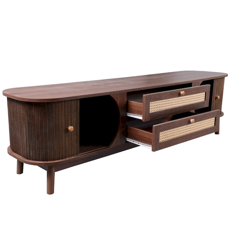 Meuble TV en rotin de style ferme moderne