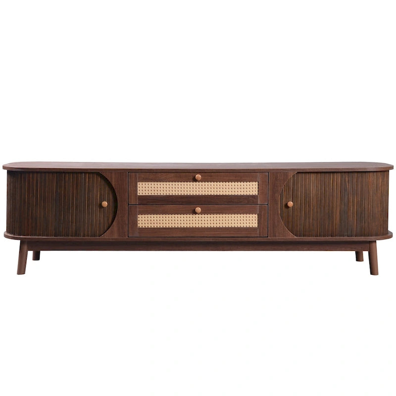 Meuble TV en rotin de style ferme moderne