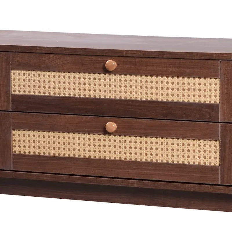 Meuble TV en rotin de style ferme moderne
