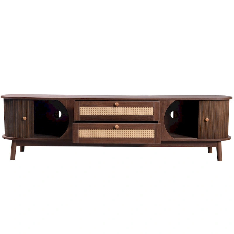 Meuble TV en rotin de style ferme moderne