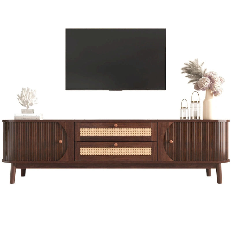 Meuble TV en rotin de style ferme moderne