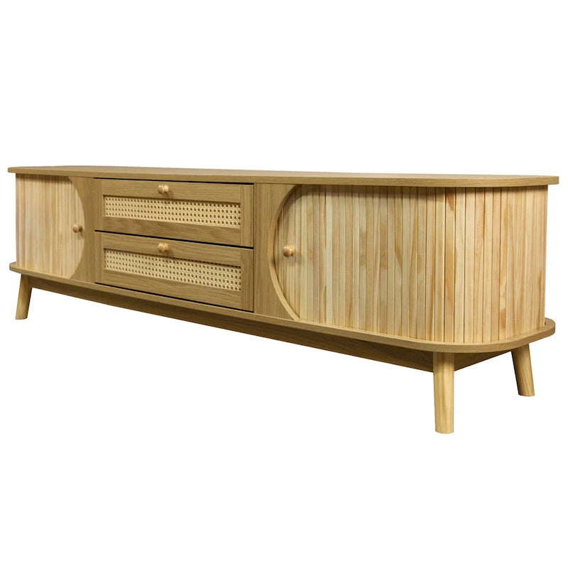 Meuble TV en rotin de style ferme moderne