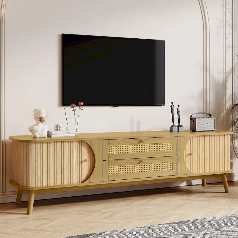Meuble TV en rotin de style ferme moderne