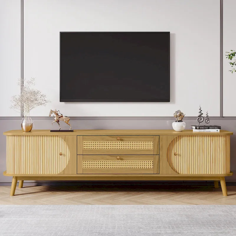 Meuble TV en rotin de style ferme moderne
