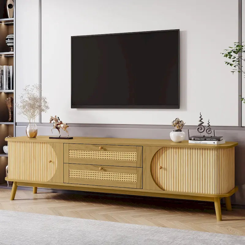 Meuble TV en rotin de style ferme moderne