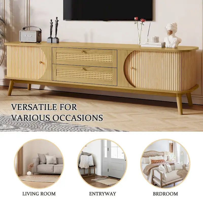 Meuble TV en rotin de style ferme moderne
