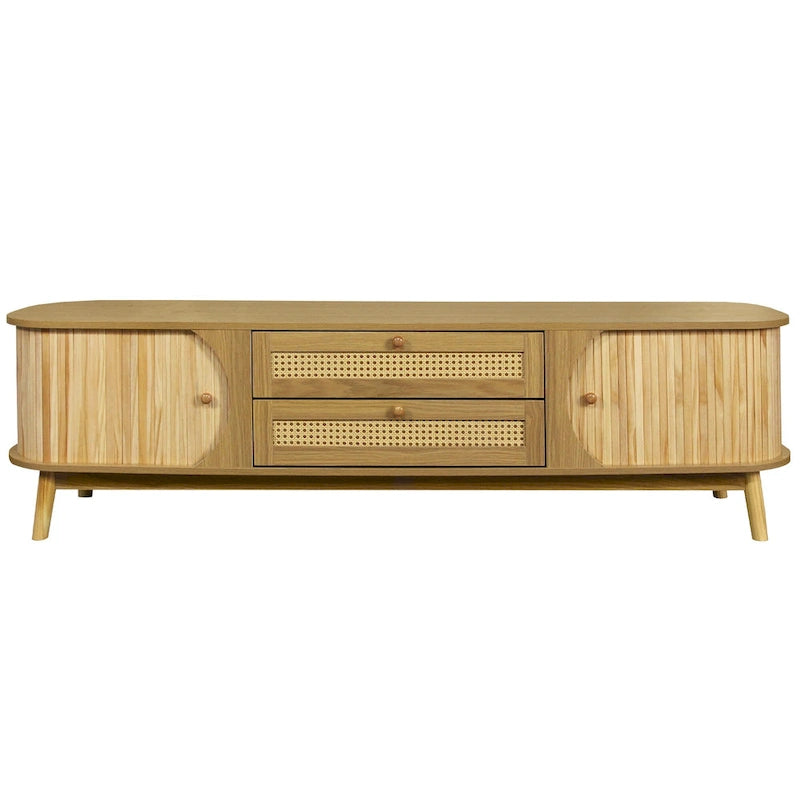 Meuble TV en rotin de style ferme moderne