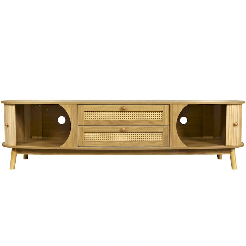 Meuble TV en rotin de style ferme moderne