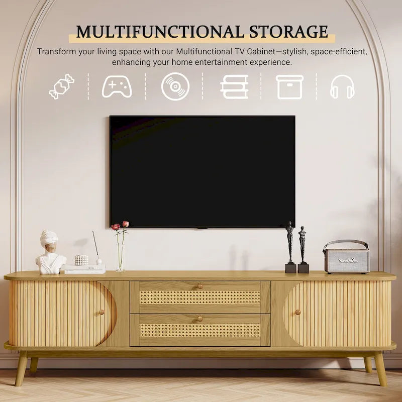 Meuble TV en rotin de style ferme moderne
