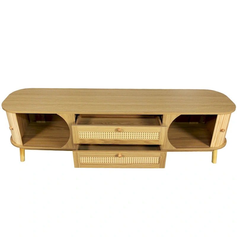 Meuble TV en rotin de style ferme moderne