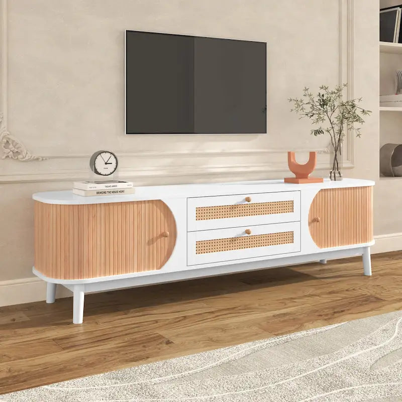 Meuble TV en rotin de style ferme moderne