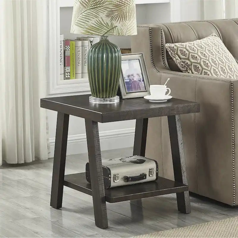 Table d'appoint contemporaine en bois avec cadre en bois dur de haute qualité, finition blanche