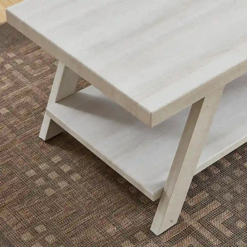 Table d'appoint contemporaine en bois avec cadre en bois dur de haute qualité, finition blanche