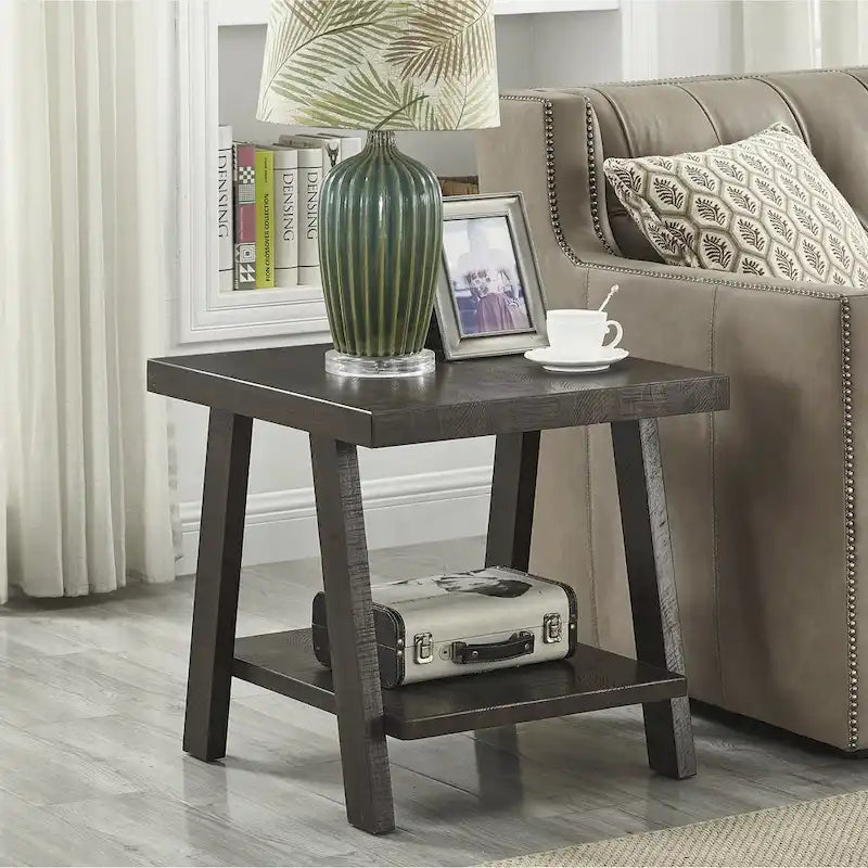 Table d'appoint contemporaine en bois avec cadre en bois dur de haute qualité, finition blanche