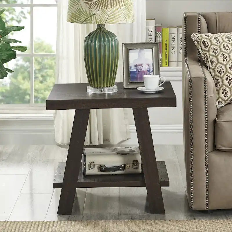 Table d'appoint contemporaine en bois avec cadre en bois dur de haute qualité, finition blanche