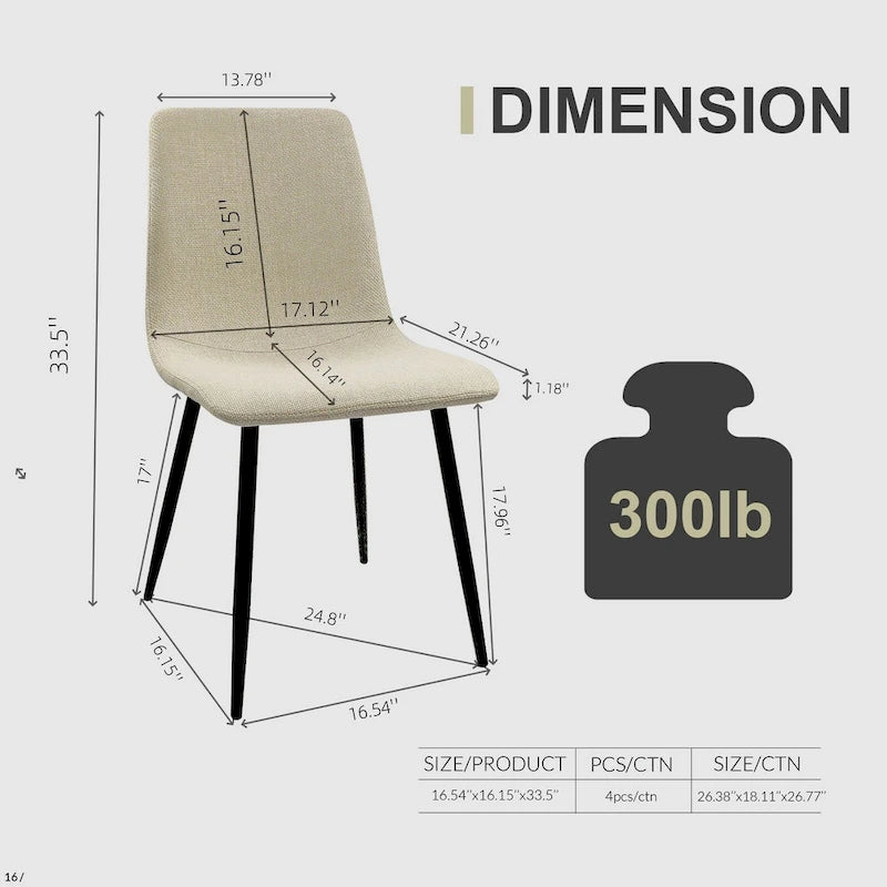 Lot de 4 Chaises de Salle à Manger Chaises de Cuisine Modernes avec Pieds en Métal Noir