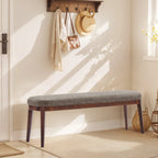 Banc en similicuir Mid-Century Modern avec pieds en bois par