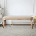 Banc en similicuir Mid-Century Modern avec pieds en bois par