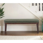Banc en similicuir Mid-Century Modern avec pieds en bois par