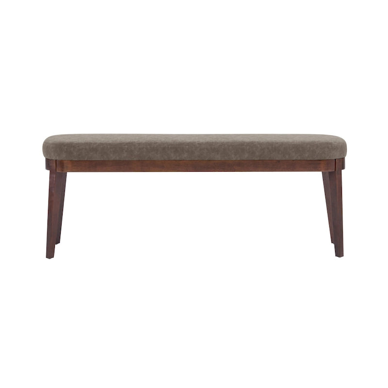 Banc en similicuir Mid-Century Modern avec pieds en bois par