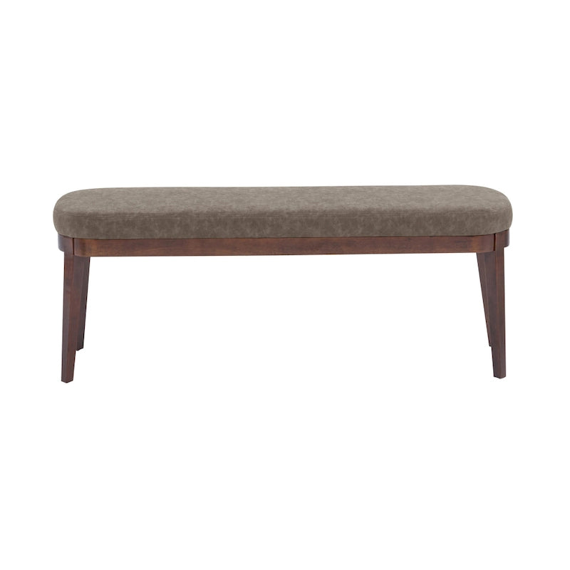 Banc en similicuir Mid-Century Modern avec pieds en bois par