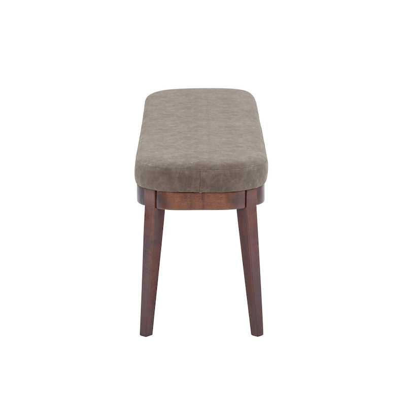 Banc en similicuir Mid-Century Modern avec pieds en bois par