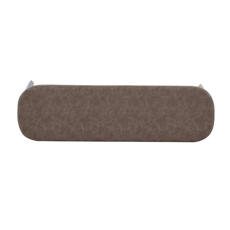 Banc en similicuir Mid-Century Modern avec pieds en bois par