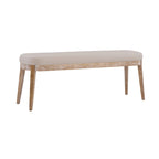 Banc en similicuir Mid-Century Modern avec pieds en bois par