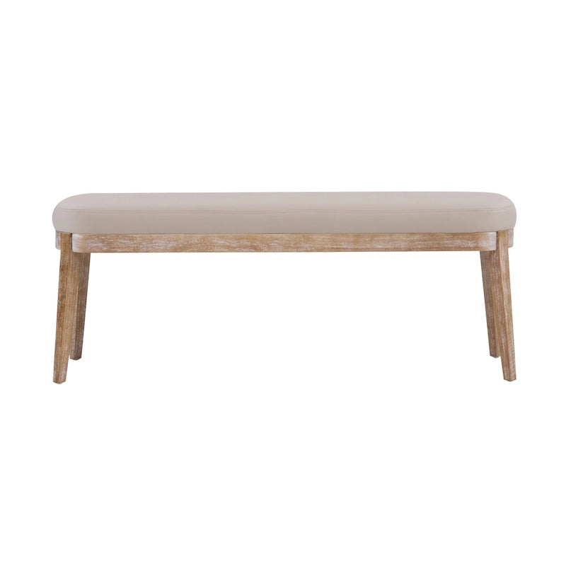 Banc en similicuir Mid-Century Modern avec pieds en bois par