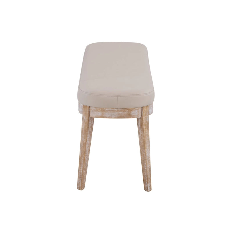 Banc en similicuir Mid-Century Modern avec pieds en bois par