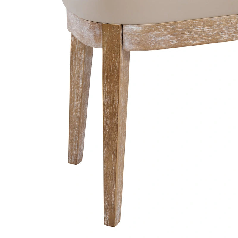 Banc en similicuir Mid-Century Modern avec pieds en bois par