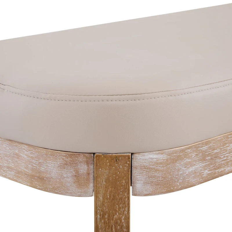 Banc en similicuir Mid-Century Modern avec pieds en bois par