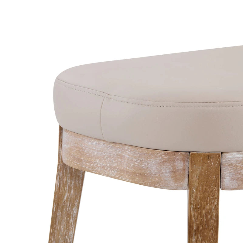Banc en similicuir Mid-Century Modern avec pieds en bois par