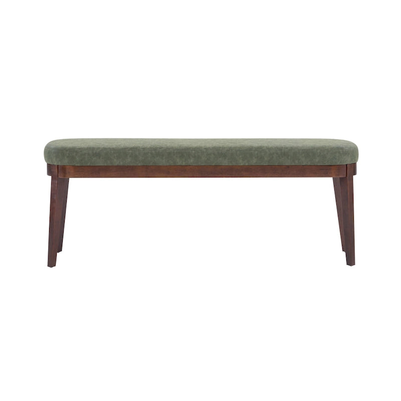 Banc en similicuir Mid-Century Modern avec pieds en bois par