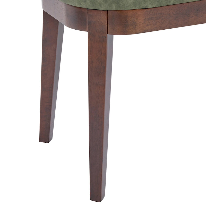 Banc en similicuir Mid-Century Modern avec pieds en bois par