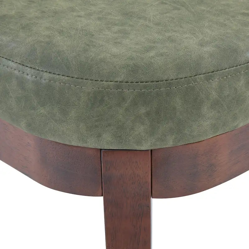 Banc en similicuir Mid-Century Modern avec pieds en bois par