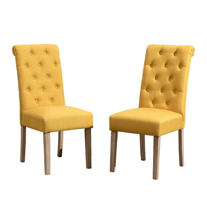 Lot de 2 chaises de salle à manger modernes avec dossier capitonné, assise rembourrée, pieds en bois massif pour salle à manger, salon, chambre à coucher